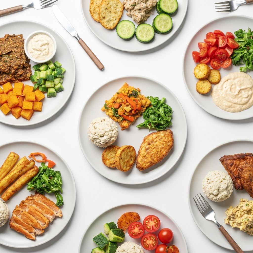 Balanced meal with various food groups